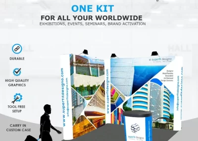 9 Sq Mtr Corner Portable Exhibition Stand 2 Sides Open