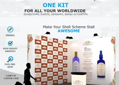 9 Sq Mtr Corner Portable Exhibition Stand 2 Sides Open